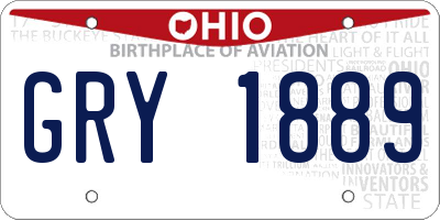 OH license plate GRY1889