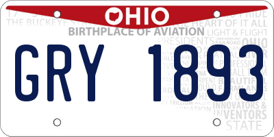 OH license plate GRY1893