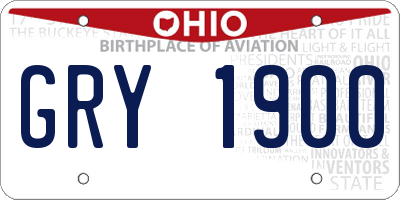 OH license plate GRY1900