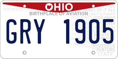 OH license plate GRY1905