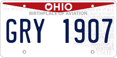 OH license plate GRY1907