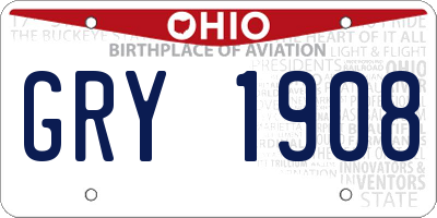 OH license plate GRY1908