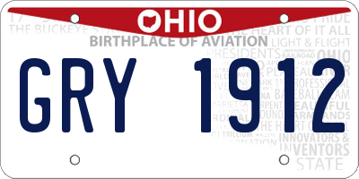 OH license plate GRY1912