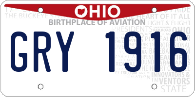 OH license plate GRY1916