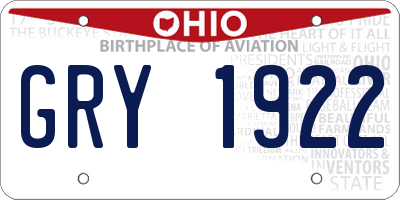 OH license plate GRY1922