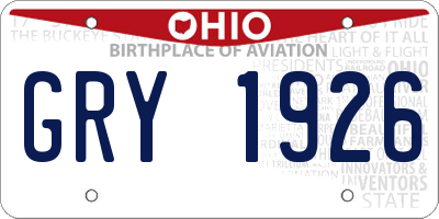 OH license plate GRY1926