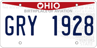 OH license plate GRY1928