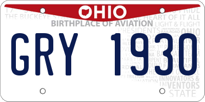 OH license plate GRY1930