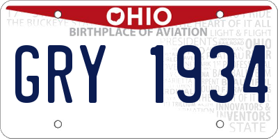 OH license plate GRY1934