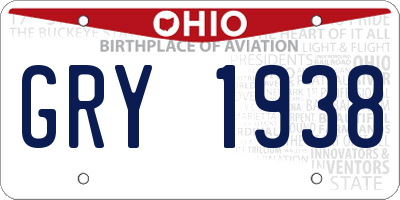 OH license plate GRY1938