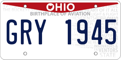 OH license plate GRY1945