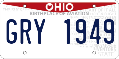 OH license plate GRY1949