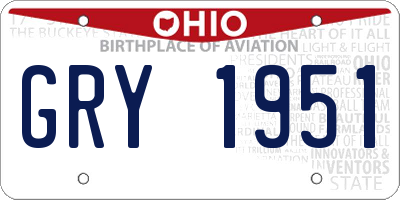 OH license plate GRY1951