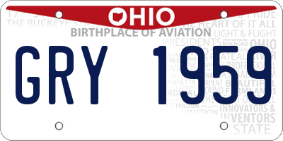 OH license plate GRY1959