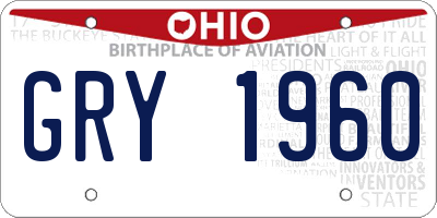 OH license plate GRY1960