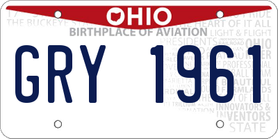 OH license plate GRY1961