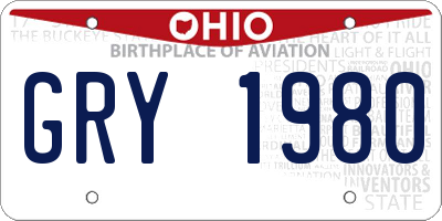 OH license plate GRY1980