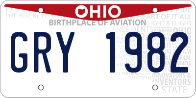 OH license plate GRY1982