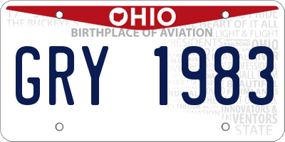 OH license plate GRY1983