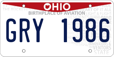 OH license plate GRY1986