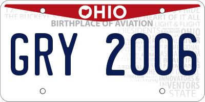OH license plate GRY2006