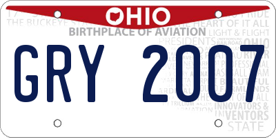 OH license plate GRY2007