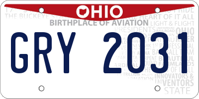 OH license plate GRY2031