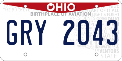 OH license plate GRY2043