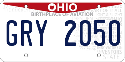 OH license plate GRY2050