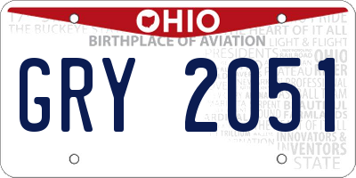 OH license plate GRY2051