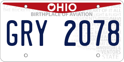 OH license plate GRY2078