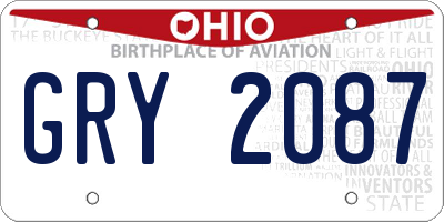 OH license plate GRY2087