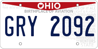 OH license plate GRY2092