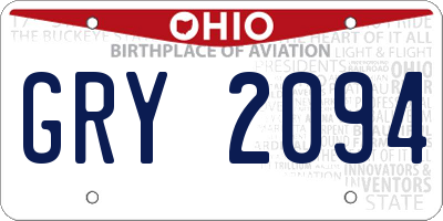OH license plate GRY2094