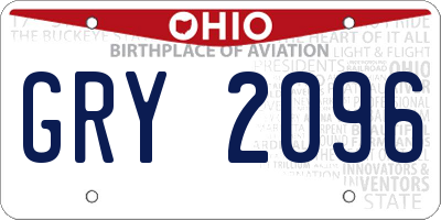 OH license plate GRY2096