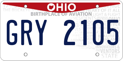 OH license plate GRY2105