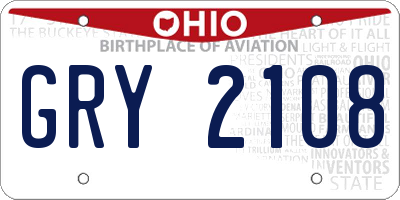 OH license plate GRY2108