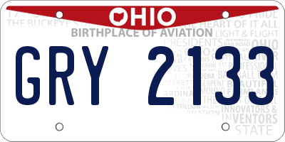 OH license plate GRY2133