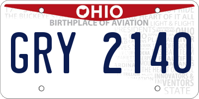 OH license plate GRY2140