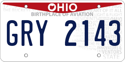 OH license plate GRY2143
