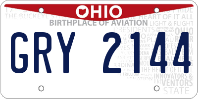 OH license plate GRY2144