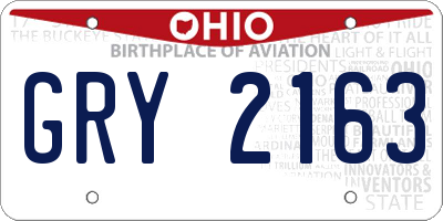 OH license plate GRY2163