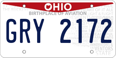 OH license plate GRY2172