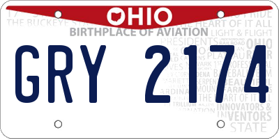 OH license plate GRY2174