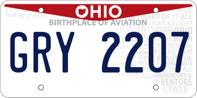 OH license plate GRY2207