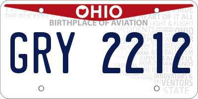OH license plate GRY2212