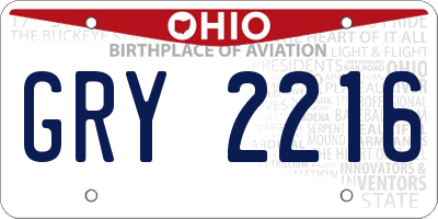 OH license plate GRY2216