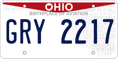 OH license plate GRY2217