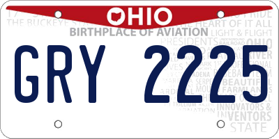 OH license plate GRY2225