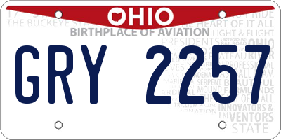OH license plate GRY2257